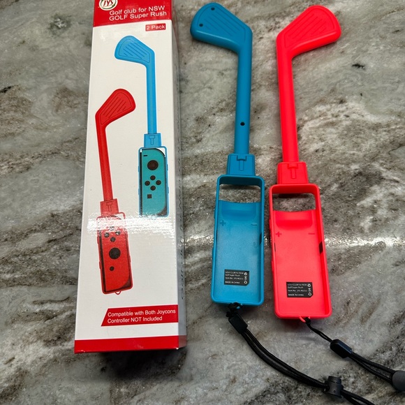 2 Pc Golf Club Hand Grip For Nintendo Switch Joy-Con Mario Golf Super Rush Game - Picture 1 of 3
